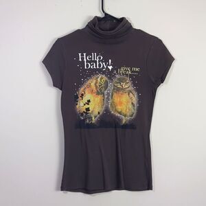 Zara Y2K stretch turtleneck T-shirt rhinestone size m